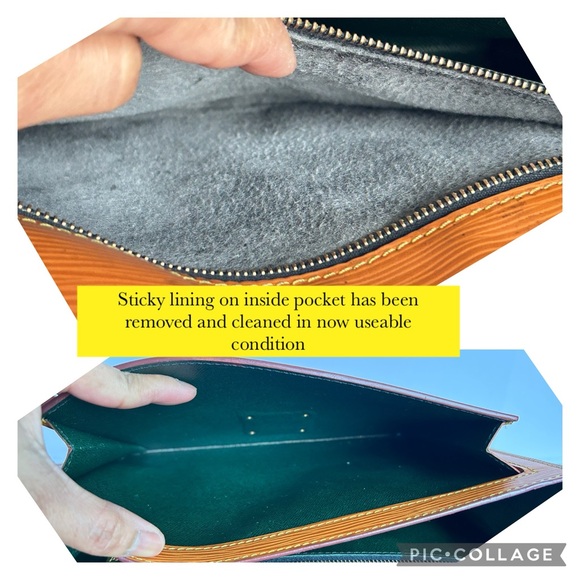 LOUIS VUITTON Epi Leather Sellier Dragonne Women’s Clutch Bag Brown Vintage - Picture 9 of 16